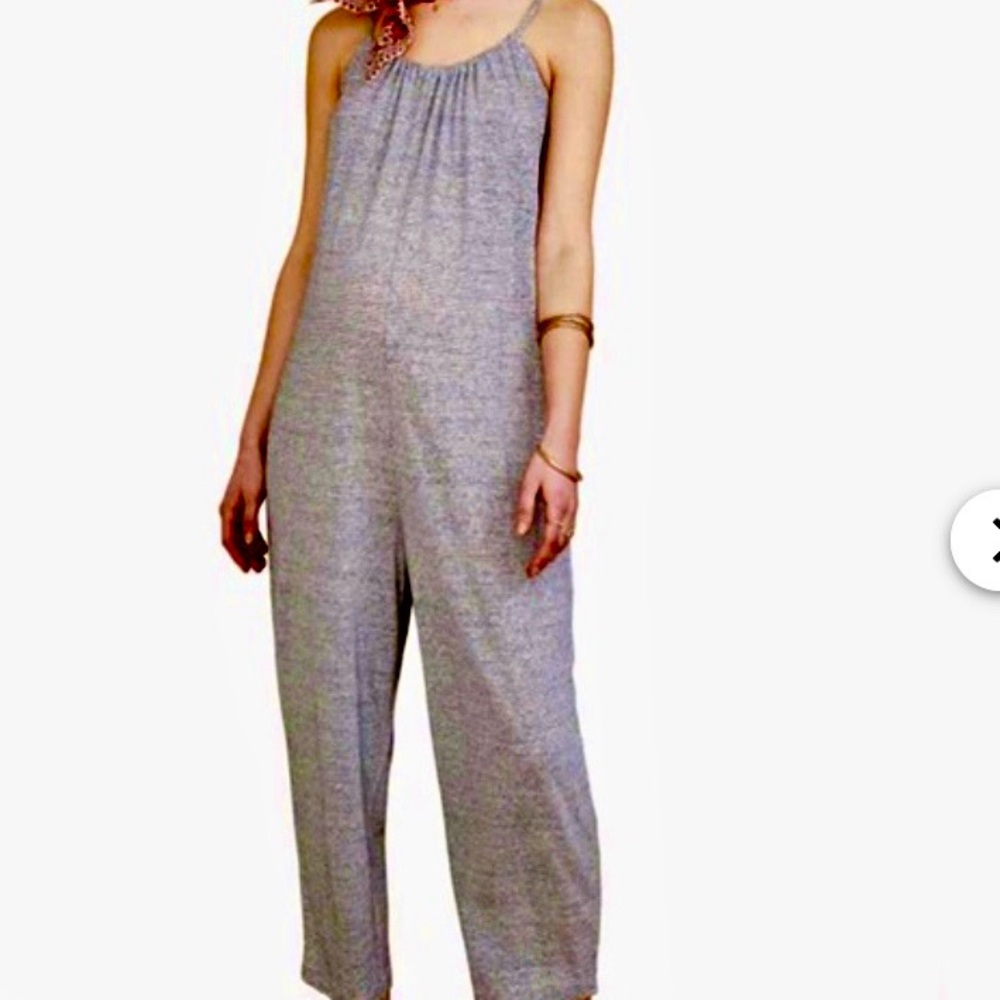Hatch Maternity Super Soft Linen Black and White Striped Knit Jumpsuit